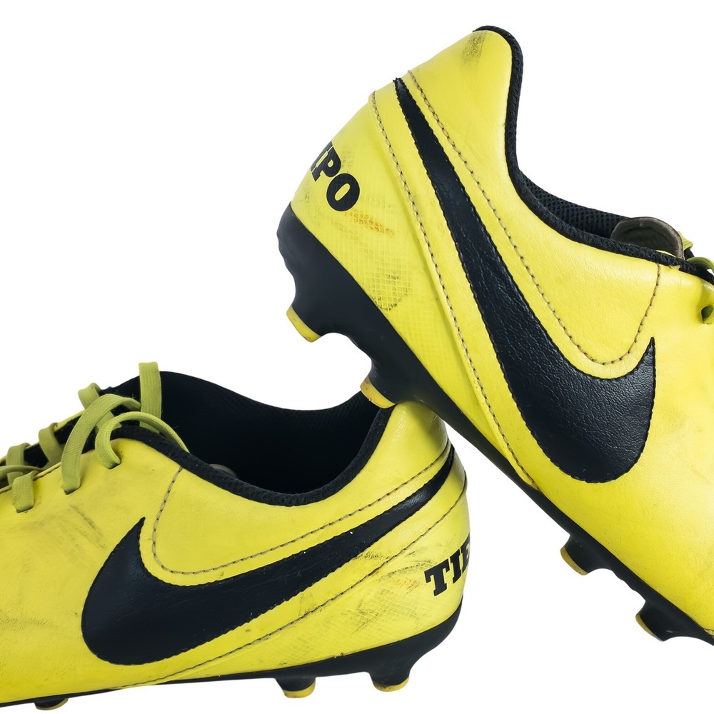 Nike Tiempo Rio III Soccer Cleats Kids 5Y Volt Black Synthetic 819195-707